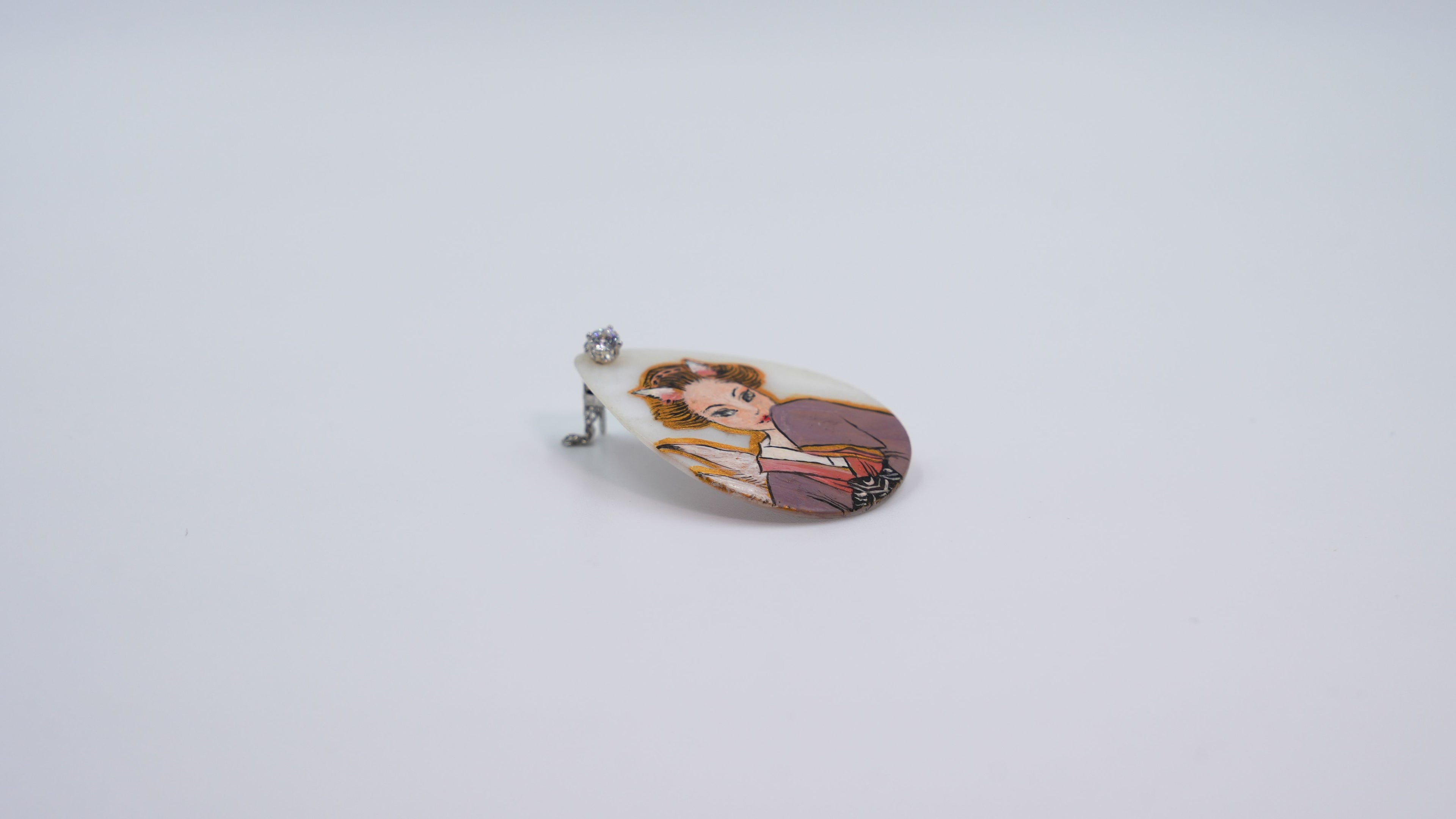 Hand-Painted Foxglow Pearl Earrings