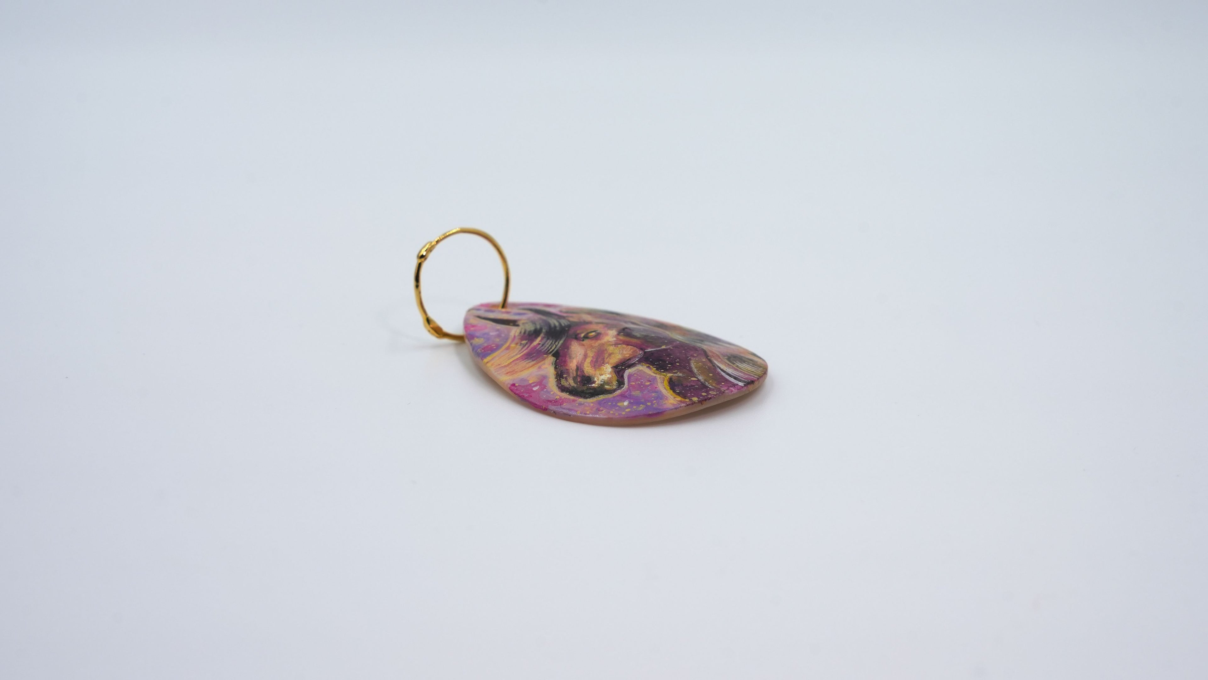 Hand-painted Mystic Violet: Asgardian Steed Pearl Pendant