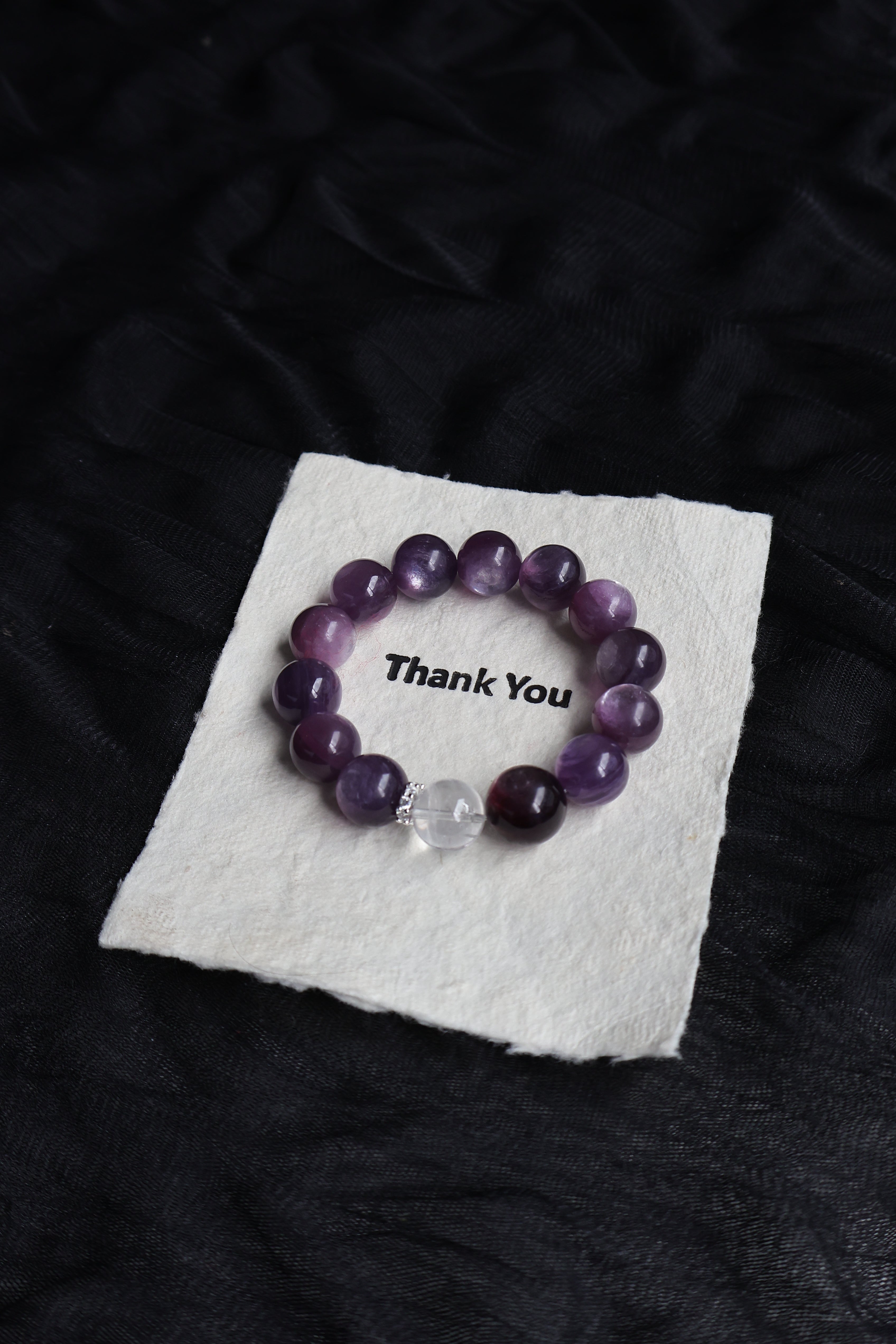 Purple Mica Stone paired with Clear Quartz
