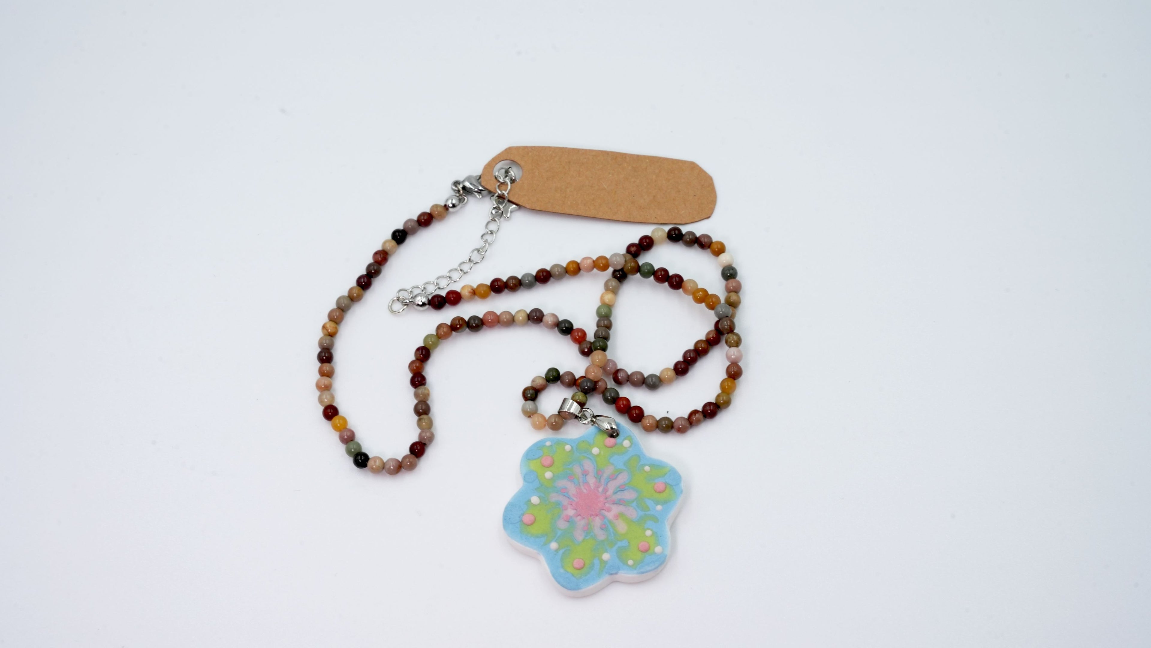 Handcrafted One-of-a-Kind Ceramic Pendant Necklace (Drifting Petals)
