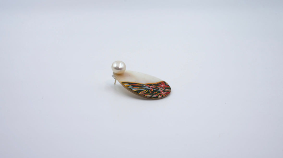 Hand-Painted Lustrous Pearl Sketch Earrings