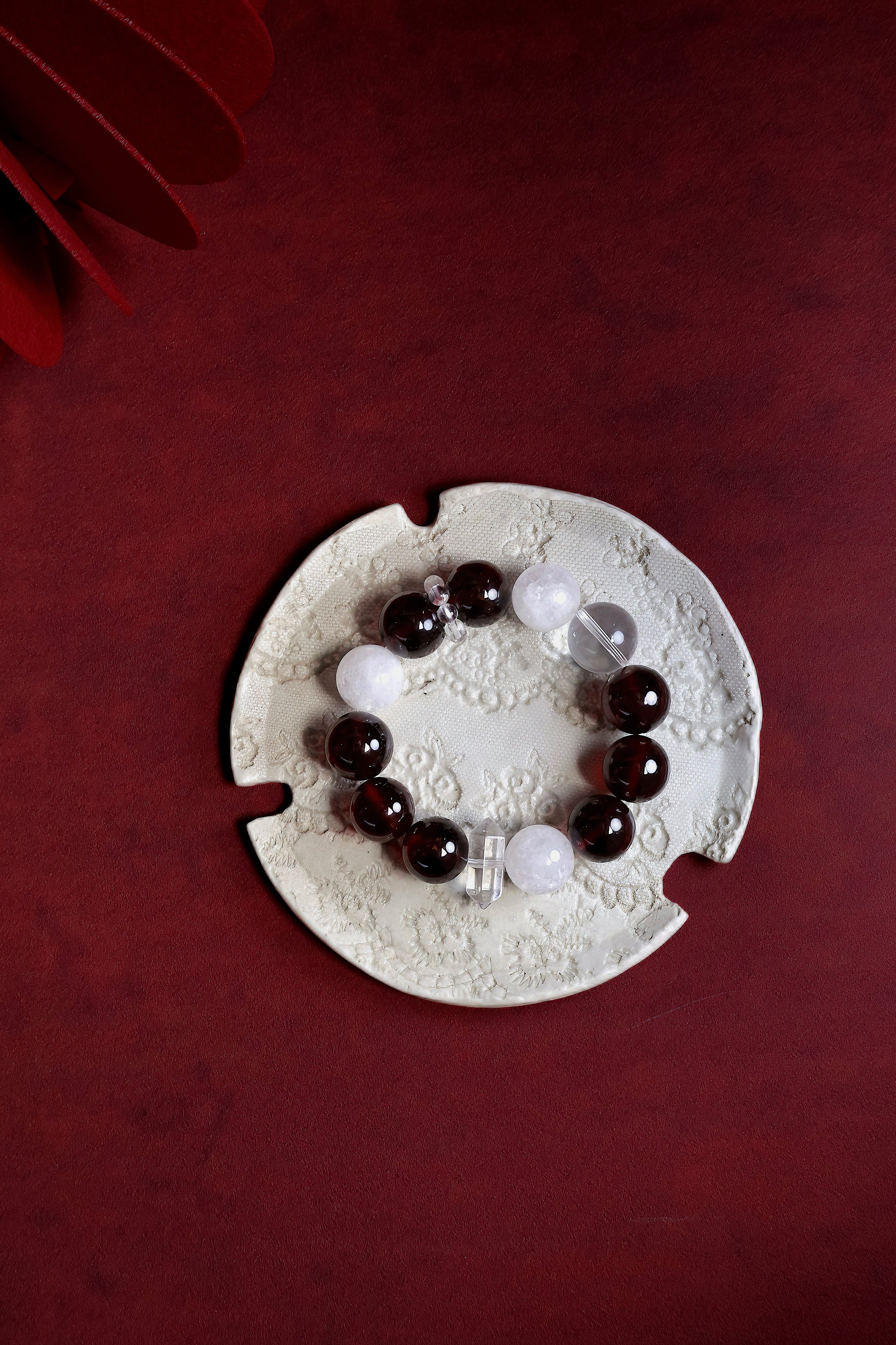 Garnet and White Phantom Quartz Bracelet