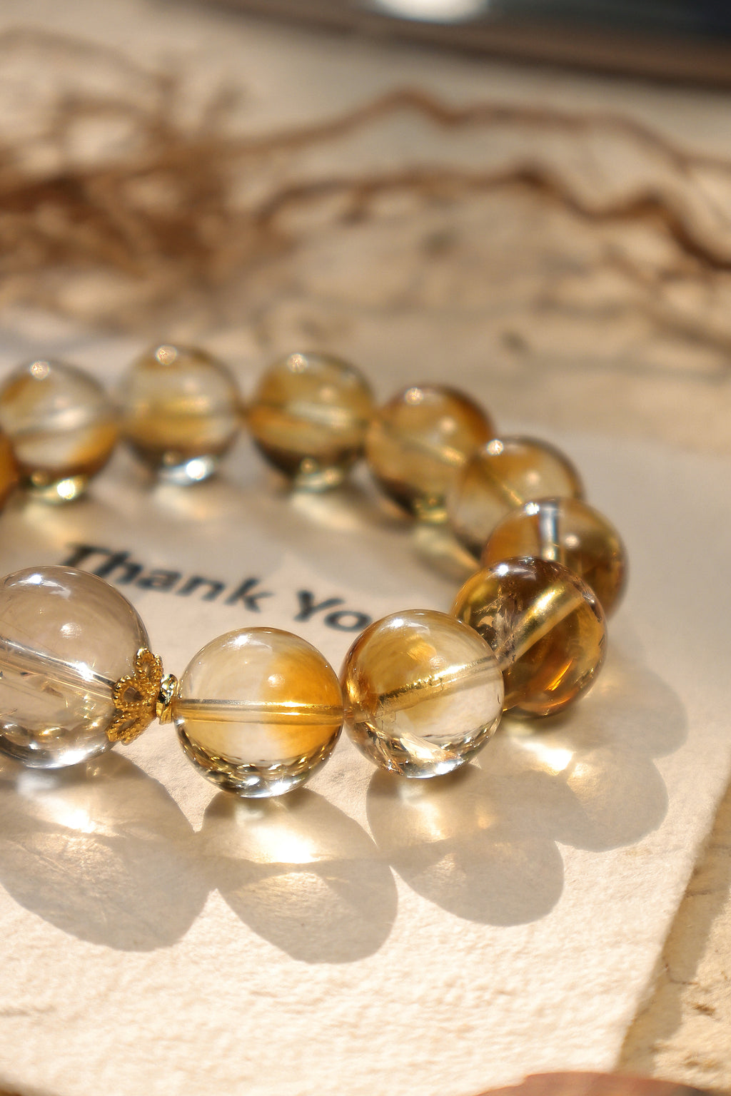 Citrine and Rutilated Quartz Bracelet