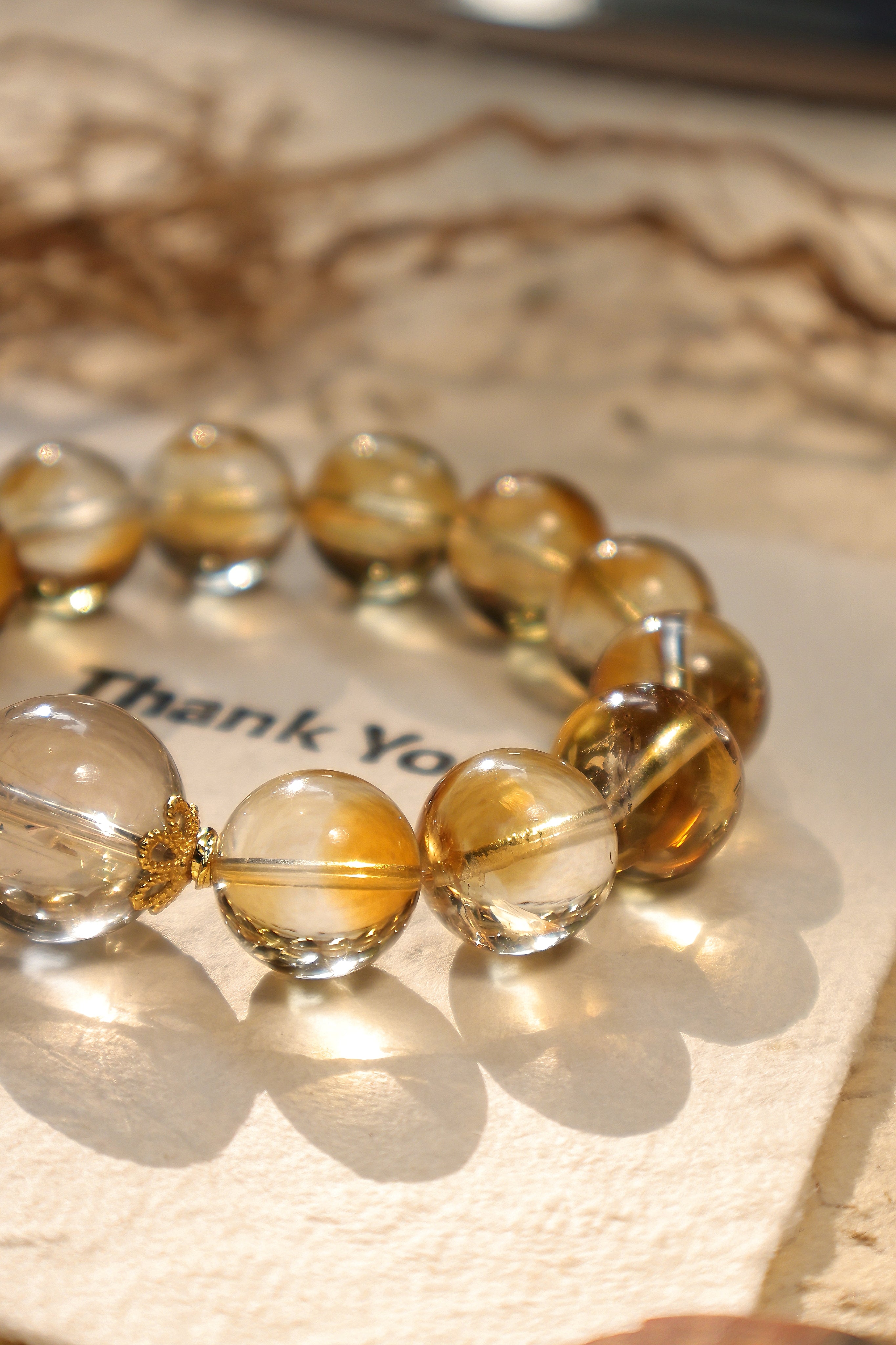 Citrine and Rutilated Quartz Bracelet