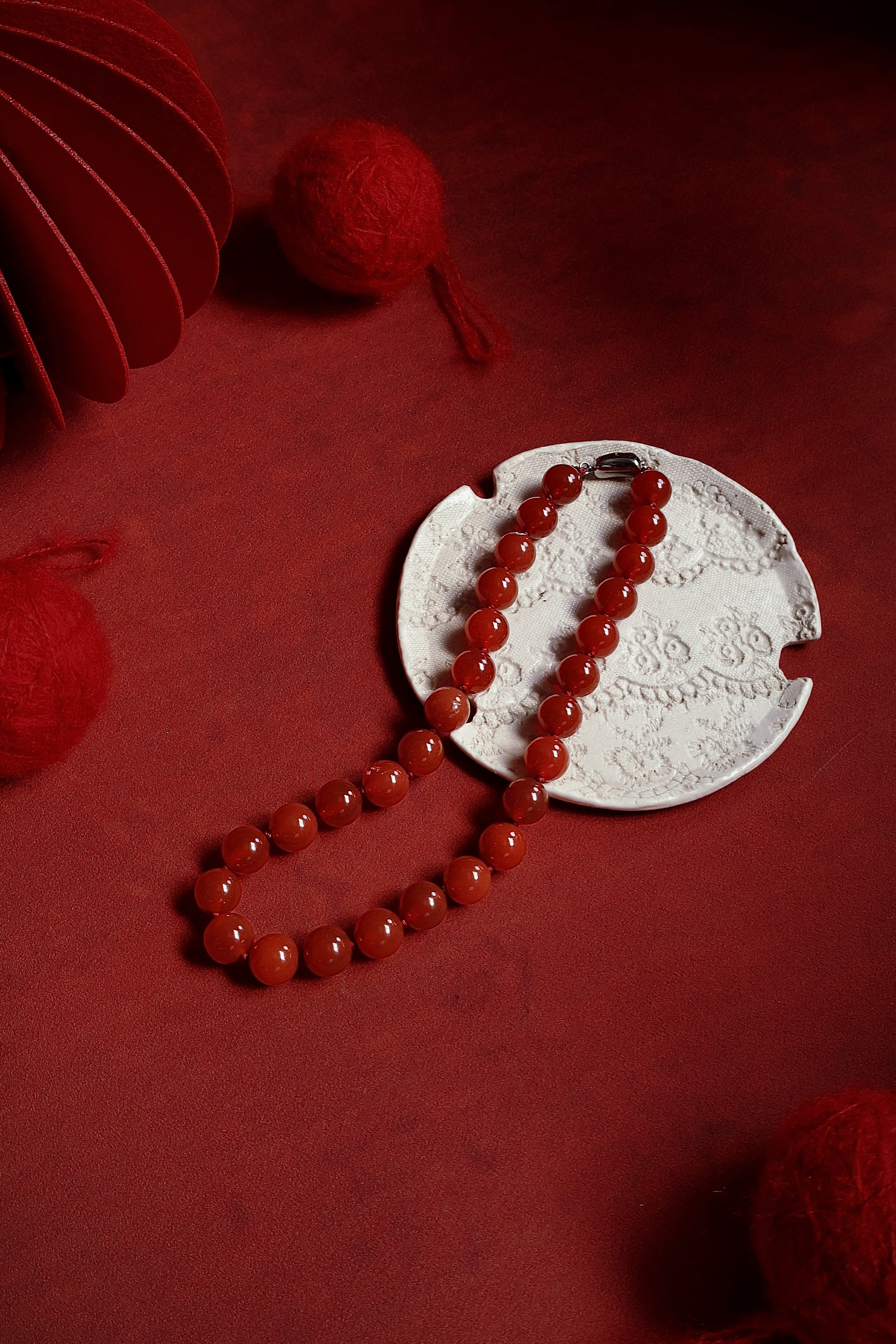 Red Agate Bead Necklace