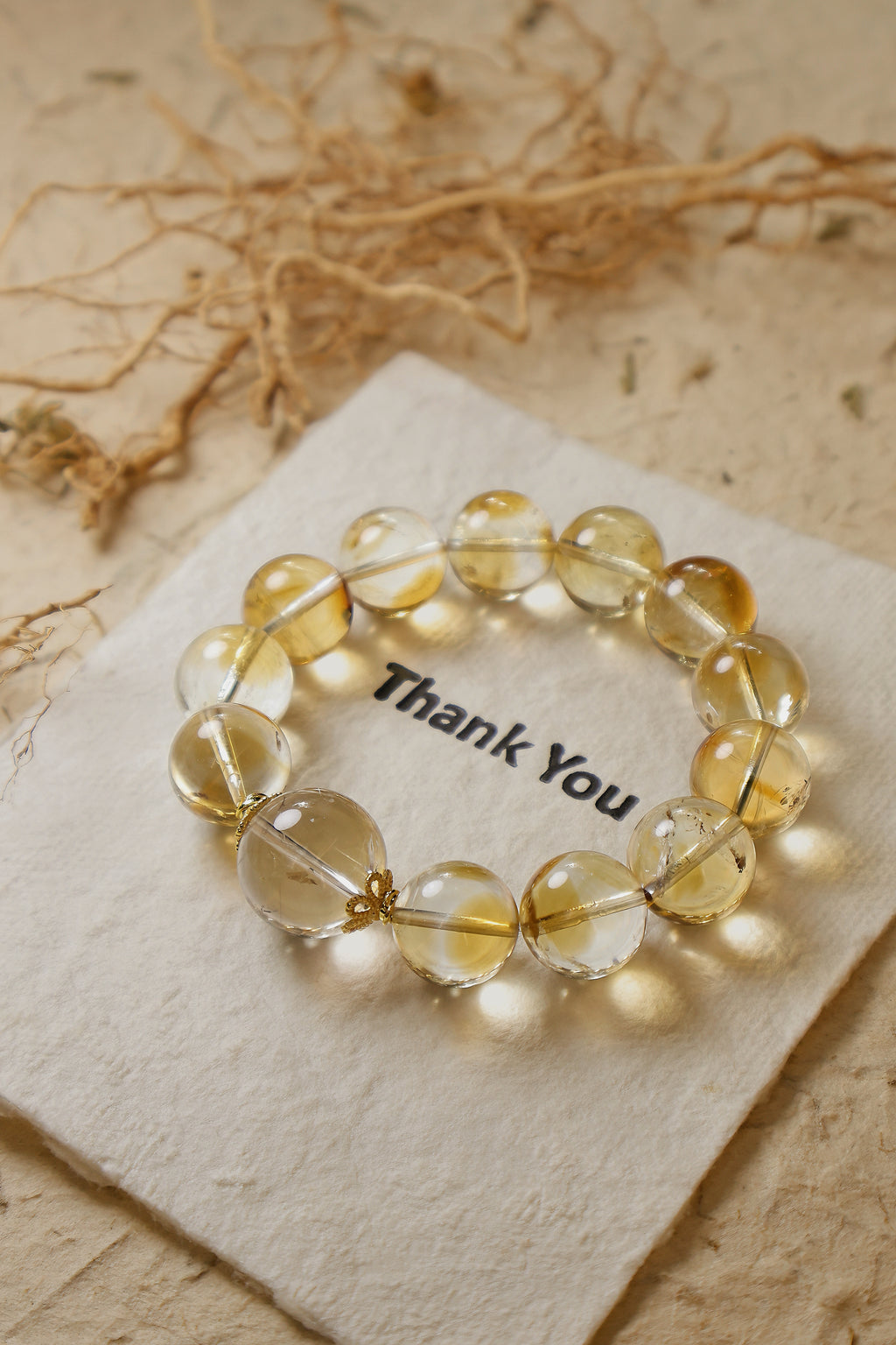 Citrine and Rutilated Quartz Bracelet
