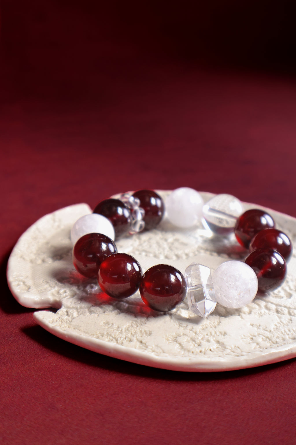 Garnet and White Phantom Quartz Bracelet