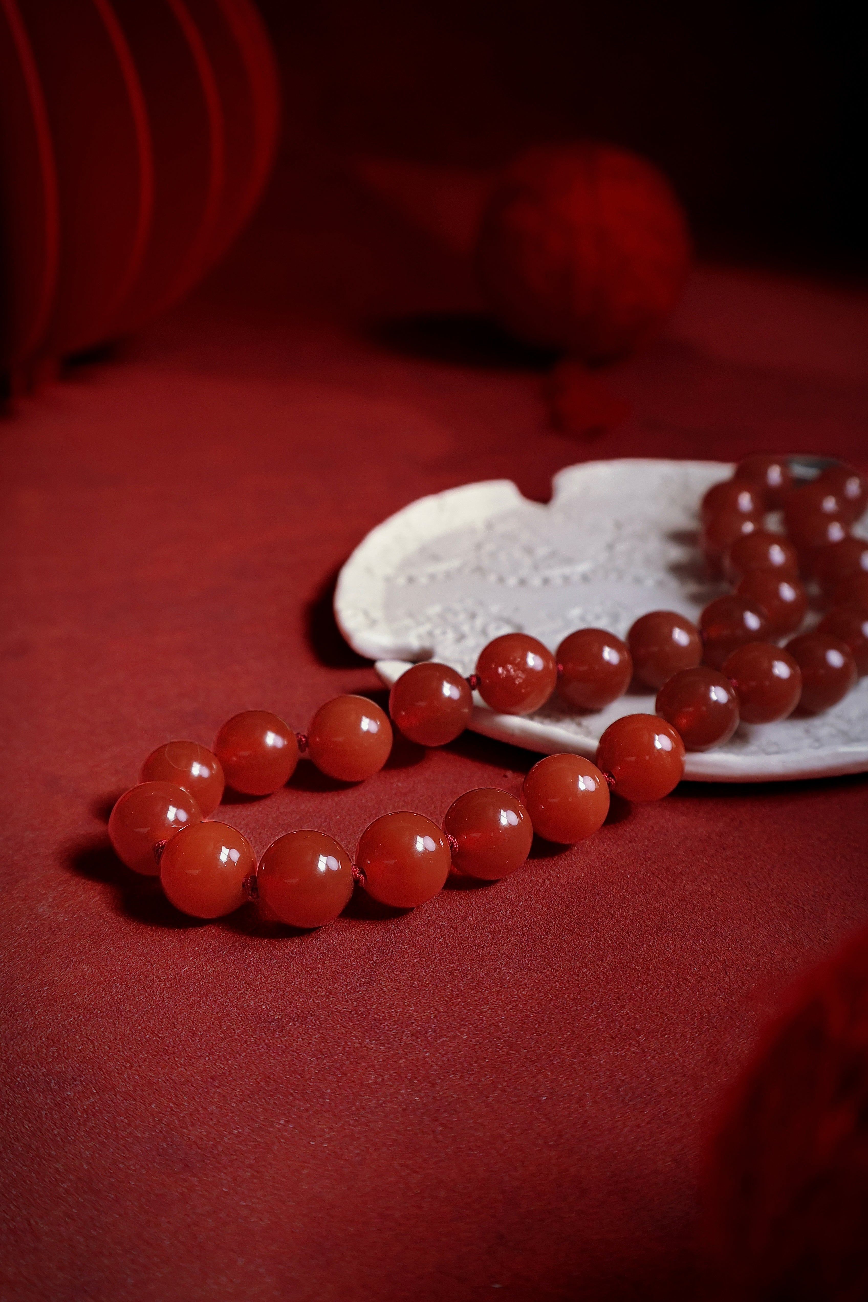 Red Agate Bead Necklace