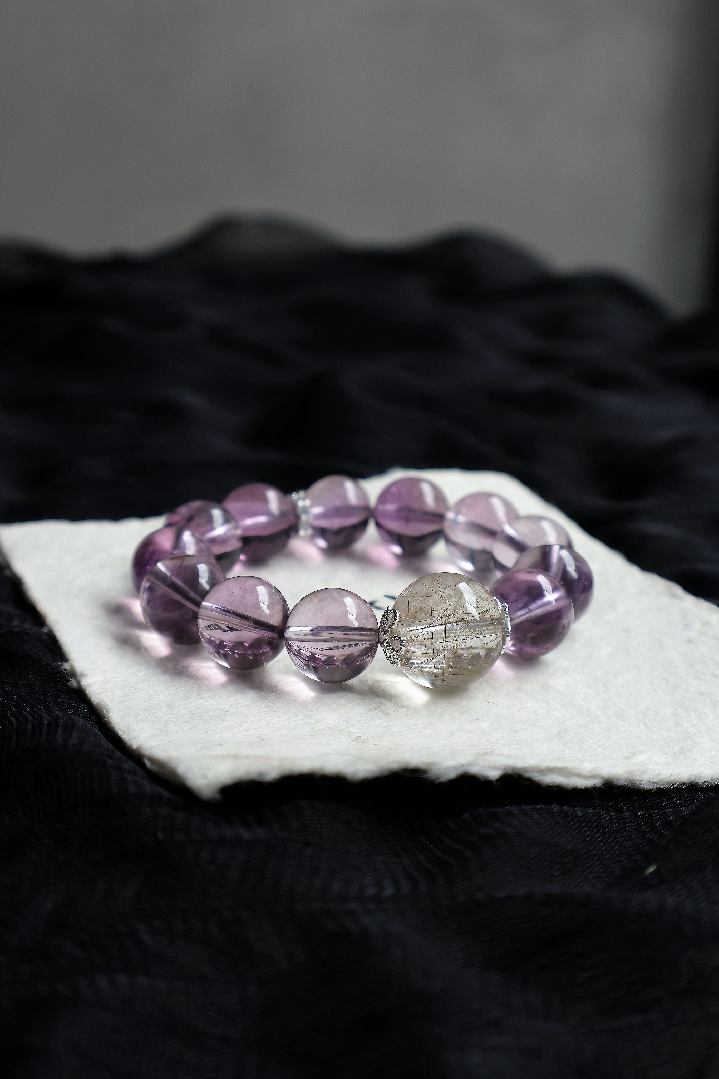 Amethyst paired with Gold Hair Crystal