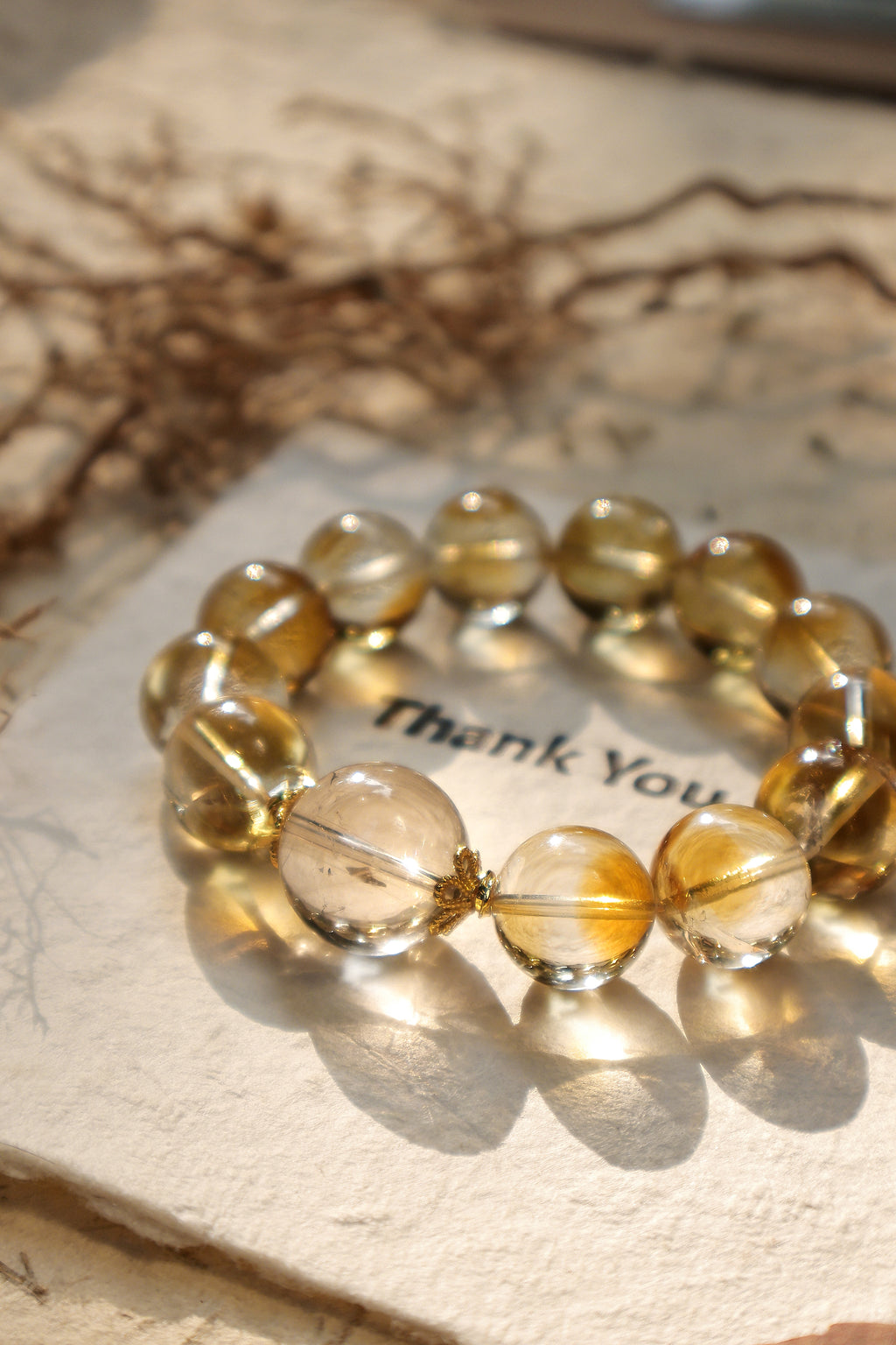 Citrine and Rutilated Quartz Bracelet