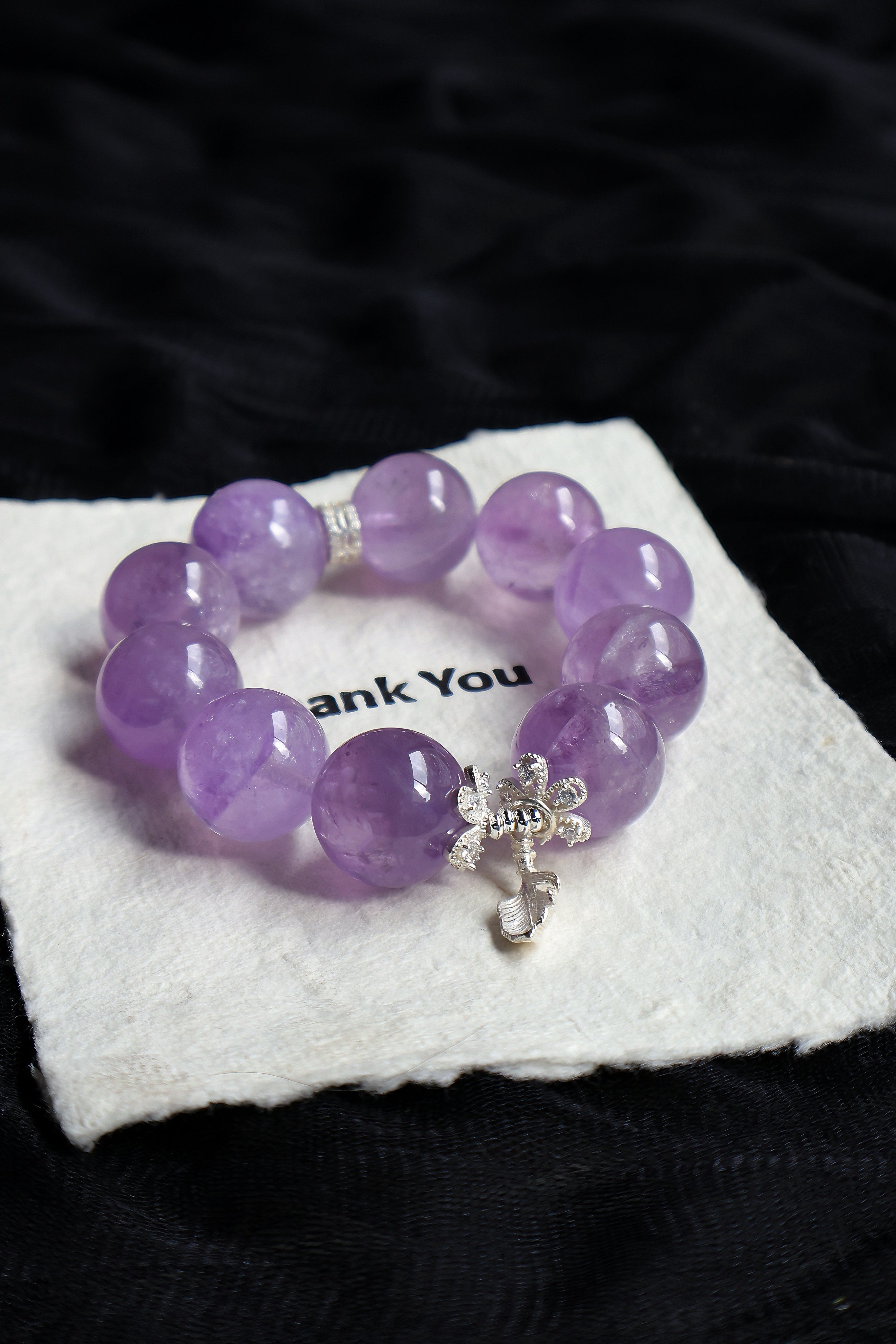 Amethyst with silver accessories.