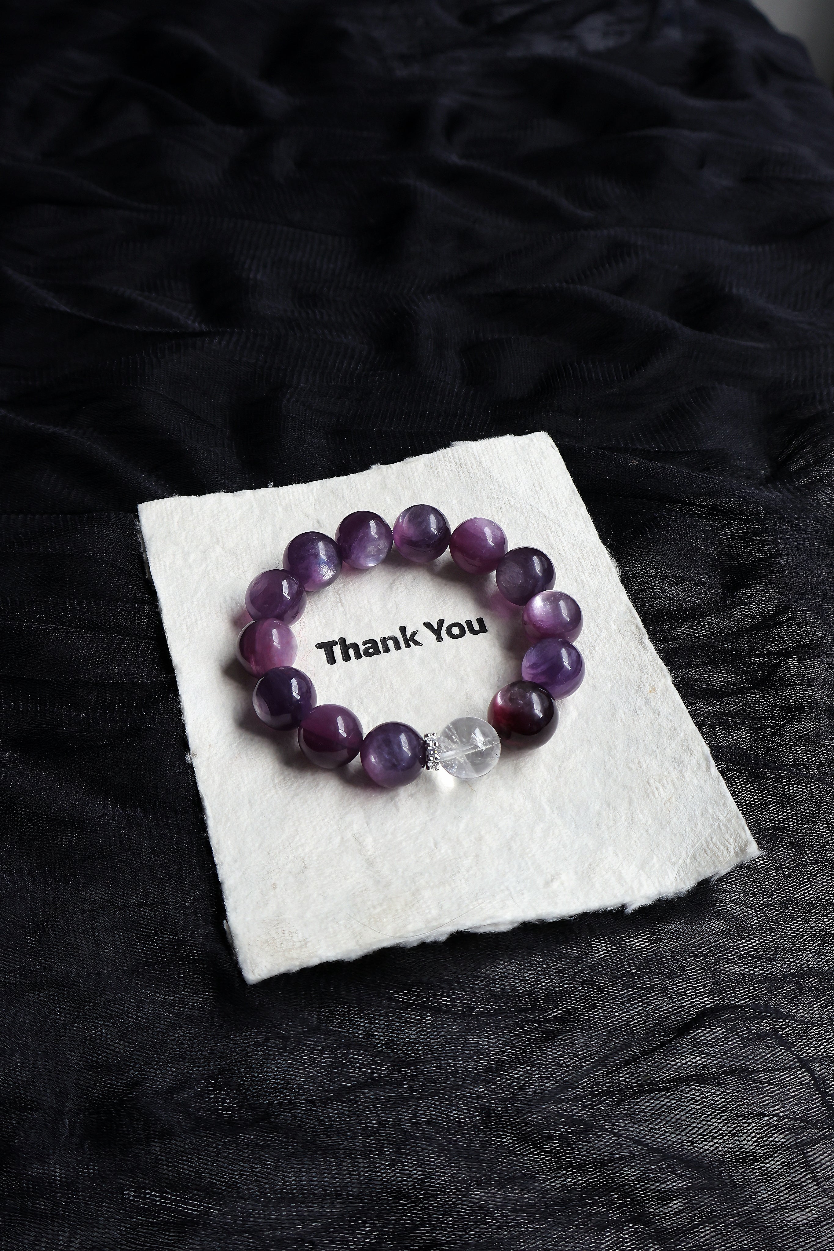 Purple Mica Stone paired with Clear Quartz