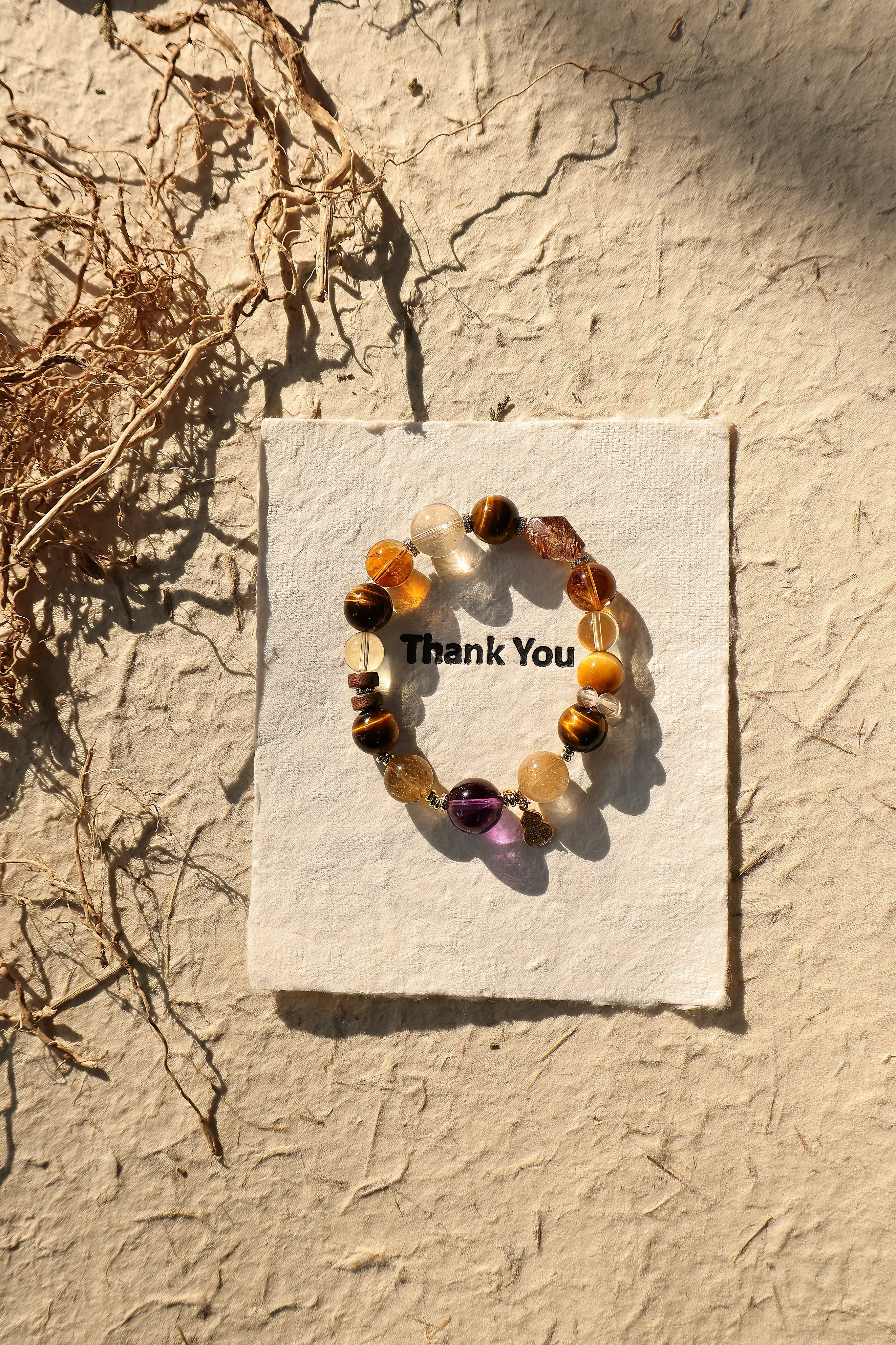 Tiger's Eye, Citrine, Amethyst & Rutilated Quartz Bracelet